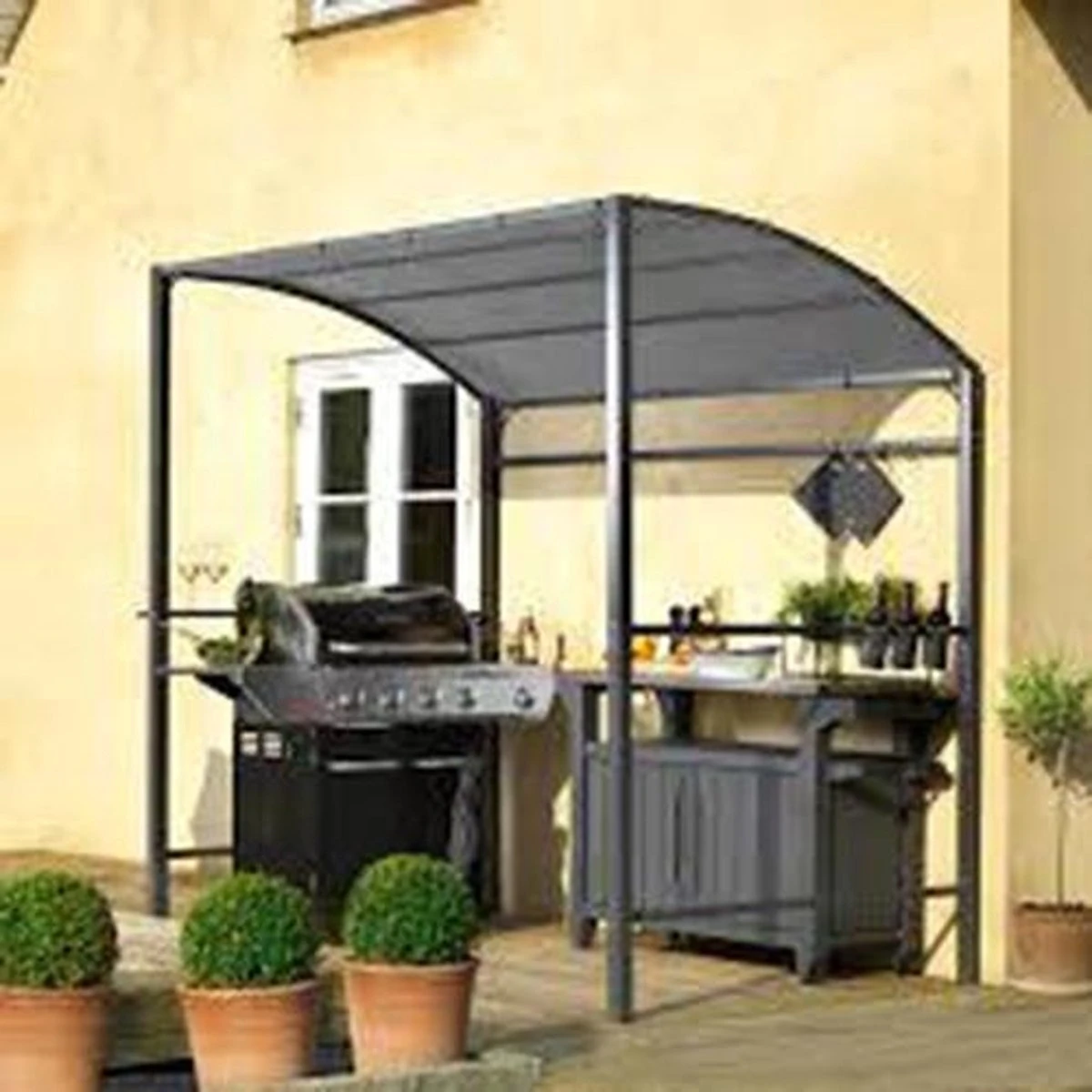 Merkloos Barbecue Overkapping Afm. 233 X 145 Cm Zwart 3 Merkloos Barbecue Overkapping Afm. 233 X 145 Cm Zwart - Afbeelding 3