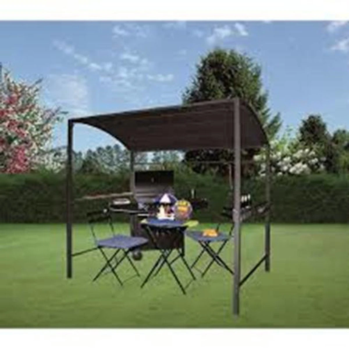 Merkloos Barbecue Overkapping Afm. 233 X 145 Cm Zwart 5 Merkloos Barbecue Overkapping Afm. 233 X 145 Cm Zwart - Afbeelding 5