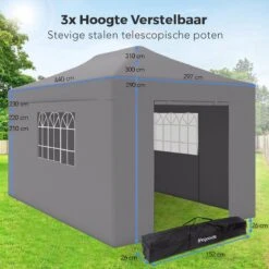 LifeGoods Partytent - 3x4.5 M - Zijwanden - Easy Up - Opvouwbaar - Waterdicht - Draagtas Met Wieltjes - Donkergrijs 19 LifeGoods Partytent - 3x4.5 M - Zijwanden - Easy Up - Opvouwbaar - Waterdicht - Draagtas Met Wieltjes - Donkergrijs -Tuinmeubelwinkel 1200x1200 987