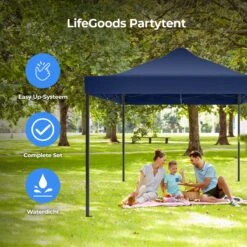 LifeGoods Partytent - 3x4.5 M - Easy Up - Opvouwbaar - Waterdicht - Draagtas Met Wieltjes - Donkerblauw -Tuinmeubelwinkel 1200x1200 991