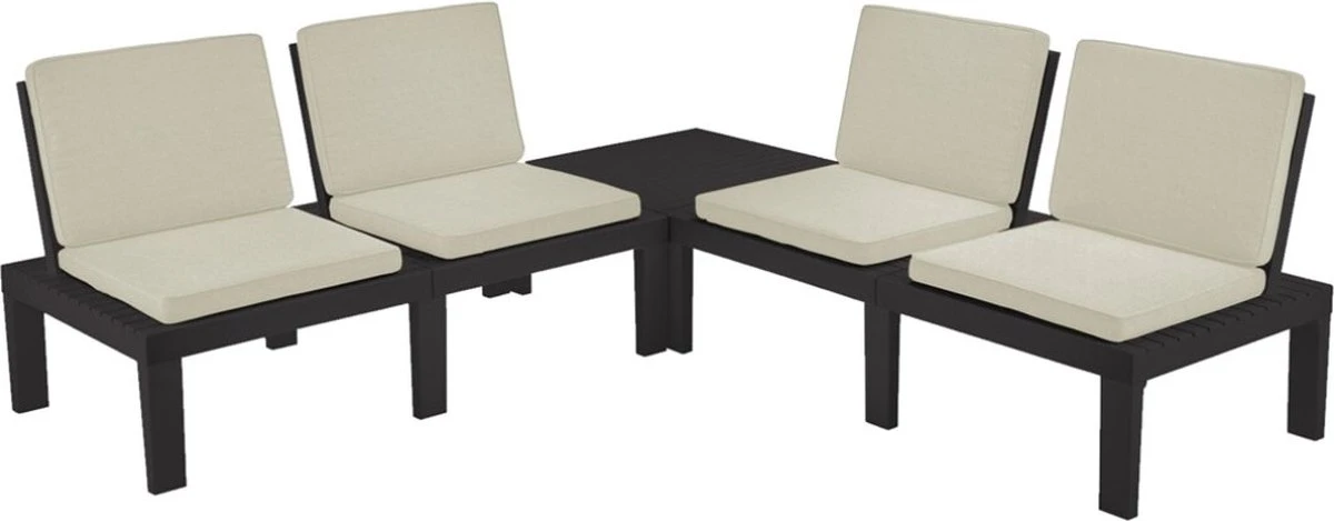 Pro Garden Tuinset Molok 5-delig Grijs Met Grijze Kussens, Voor 4 Personen. 3 Pro Garden Tuinset Molok 5-delig Grijs Met Grijze Kussens, Voor 4 Personen. - Afbeelding 3