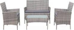 Alice's Garden Loungeset Moltès - 4 Plaatsen - Wicker - Kleine Set - Tinten Grijs/grijs -Tuinmeubelwinkel 1200x484