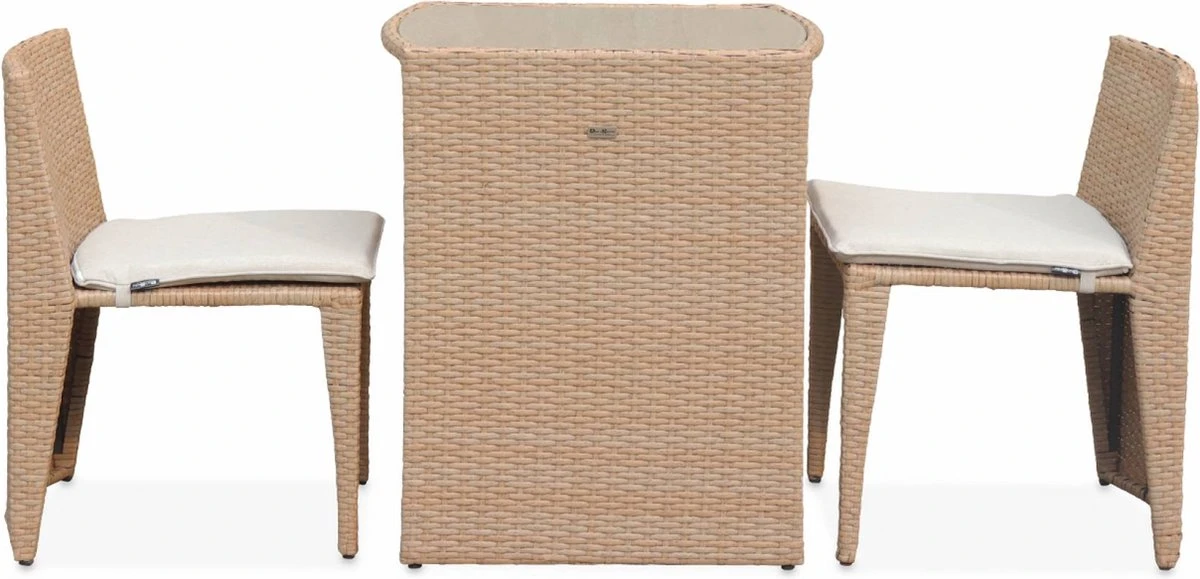 Alice's Garden Balkonset Doppio - 2 Stoelen - Inschuifbaar - Wicker - Beige 2 Alice's Garden Balkonset Doppio - 2 Stoelen - Inschuifbaar - Wicker - Beige - Afbeelding 2