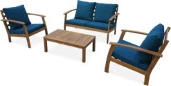 Houten Loungeset 4 Plaatsen - Ushuaïa - Donker Turquoise Kussens, Bank, Fauteuils En Lage Tafel Van Acacia, Design 6 Houten Loungeset 4 Plaatsen - Ushuaïa - Donker Turquoise Kussens, Bank, Fauteuils En Lage Tafel Van Acacia, Design -Tuinmeubelwinkel 1200x603 5