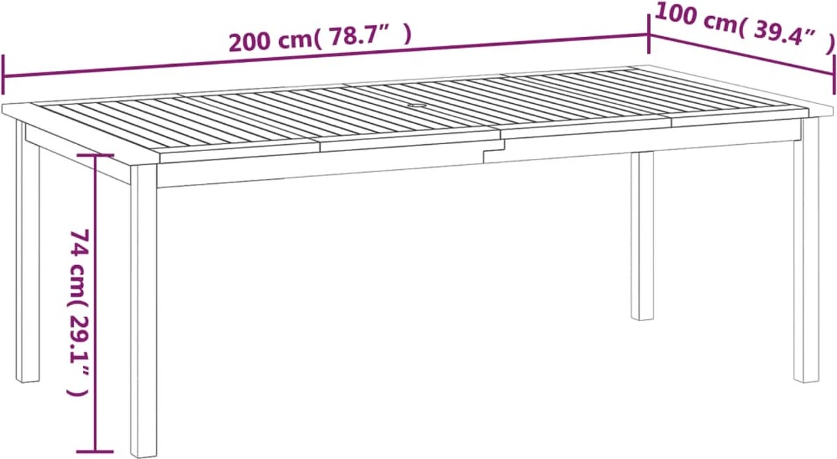 Prolenta Premium - Tuintafel 200x100x74 Cm Massief Acaciahout 5 Prolenta Premium - Tuintafel 200x100x74 Cm Massief Acaciahout - Afbeelding 5