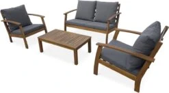Houten Loungeset 4 Plaatsen - Ushuaïa - Grijs Kussens, Bank, Fauteuils En Lage Tafel Van Acacia, Design -Tuinmeubelwinkel 1200x659 4