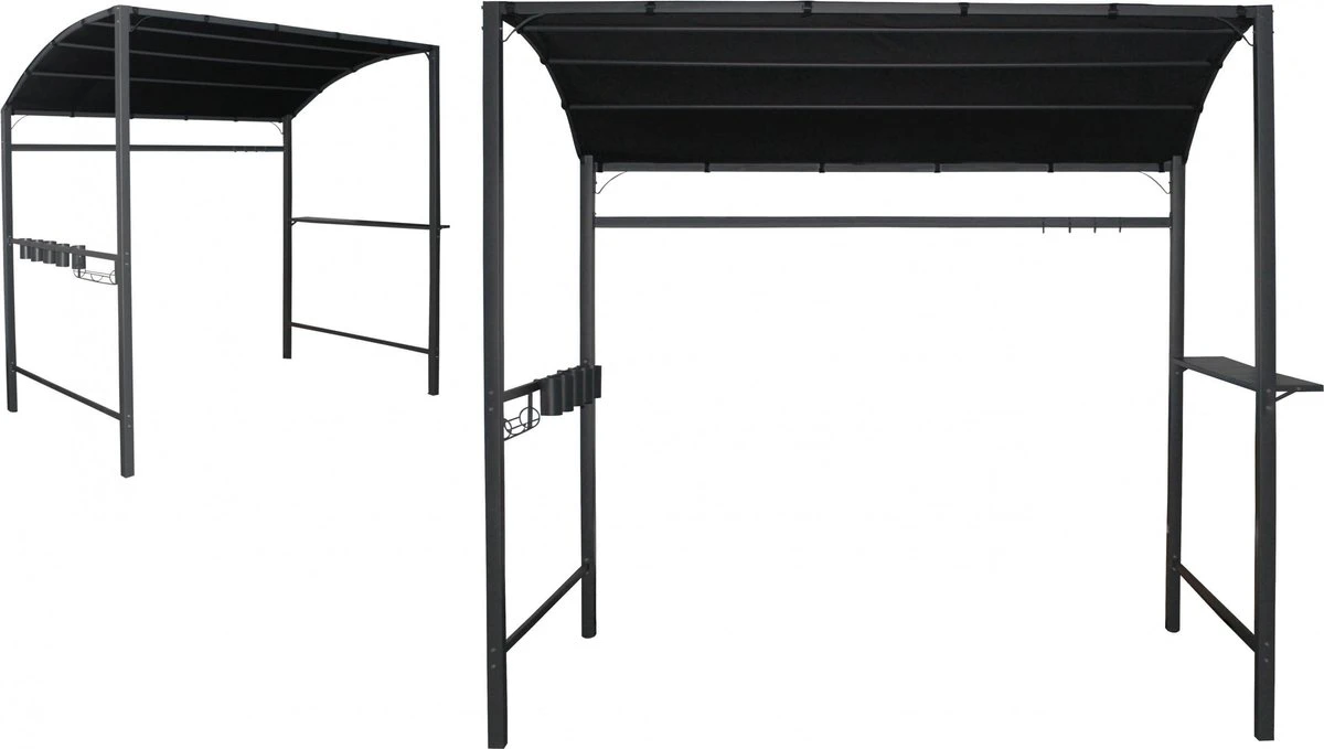 Merkloos Barbecue Overkapping Afm. 233 X 145 Cm Zwart 4 Merkloos Barbecue Overkapping Afm. 233 X 145 Cm Zwart - Afbeelding 4
