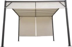 MaxxGarden Pergola - Partytent - Tuinpaviljoen Met één Gesloten Zijkant - 3x3x2,3 M - Cream -Tuinmeubelwinkel 1200x776