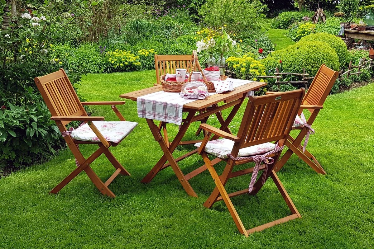 Merkloos Luxe Tuinset 'Sydney' - 5-delig - Acaciahout - FSC Gecertificeerd 4 Merkloos Luxe Tuinset 'Sydney' - 5-delig - Acaciahout - FSC Gecertificeerd - Afbeelding 4