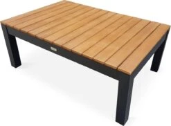 Loungeset 5 Plaatsen Van Aluminium En Eucalyptus – NAZCA – Antraciet Structuur, Lichtgrijs Kussens -Tuinmeubelwinkel 1200x885 1
