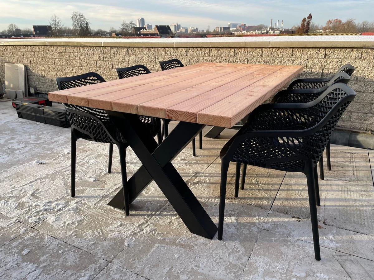 Tuintafel Douglas 300 Cm X 90 Cm | Stalen Poten | 8-10 Personen | DuuMaa 5 Tuintafel Douglas 300 Cm X 90 Cm | Stalen Poten | 8-10 Personen | DuuMaa - Afbeelding 5