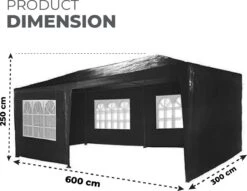 MaxxGarden Partytent - Paviljoen - 3x6m - Incl. Zijwanden - Waterdicht - Zwart -Tuinmeubelwinkel 1200x927 1