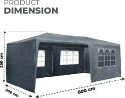 MaxxGarden Partytent - Paviljoen - 3x6m - Incl. Zijwanden - Waterdicht - Antraciet -Tuinmeubelwinkel 1200x943 7