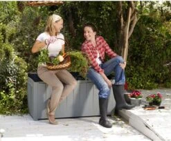 Keter Novel Opbergbox - 340L - 124x55x62.5cm - Grijs -Tuinmeubelwinkel 1200x993