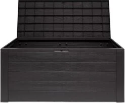 Merkloos Woody Tuin Opbergbox - 324 Liter 45x120x60 Cm - Tuinkussenbox - Antraciet/bruin -Tuinmeubelwinkel 1200x996