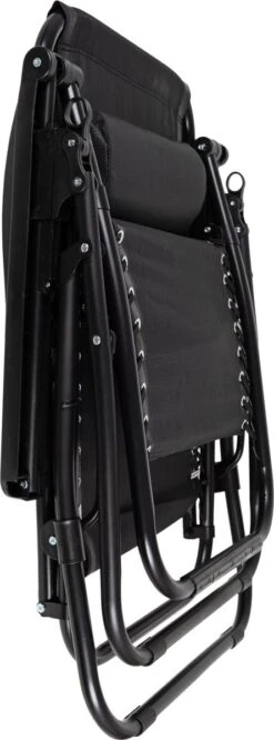 Luxe Ligstoel Met Hoofdsteun & Voetsteun - Verstelbare Rugleuning - Zonnebed Relaxstoel Voor Tuin/Terras/Strand/Balkon/Zwembad/Camping - Inklapbaar - Weerbestendig - Zwart -Tuinmeubelwinkel 445x1200