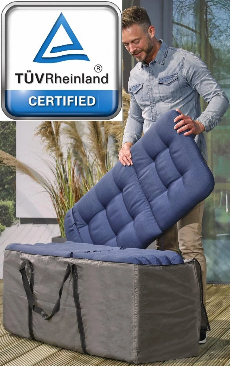 Opbergtas Voor Tuinmeubelkussens - 125 X 40 X 50 Cm (4 – 6 Lounge- Tuinkussens) - Grijs / Antraciet 6 Opbergtas Voor Tuinmeubelkussens - 125 X 40 X 50 Cm (4 – 6 Lounge- Tuinkussens) - Grijs / Antraciet - Afbeelding 6