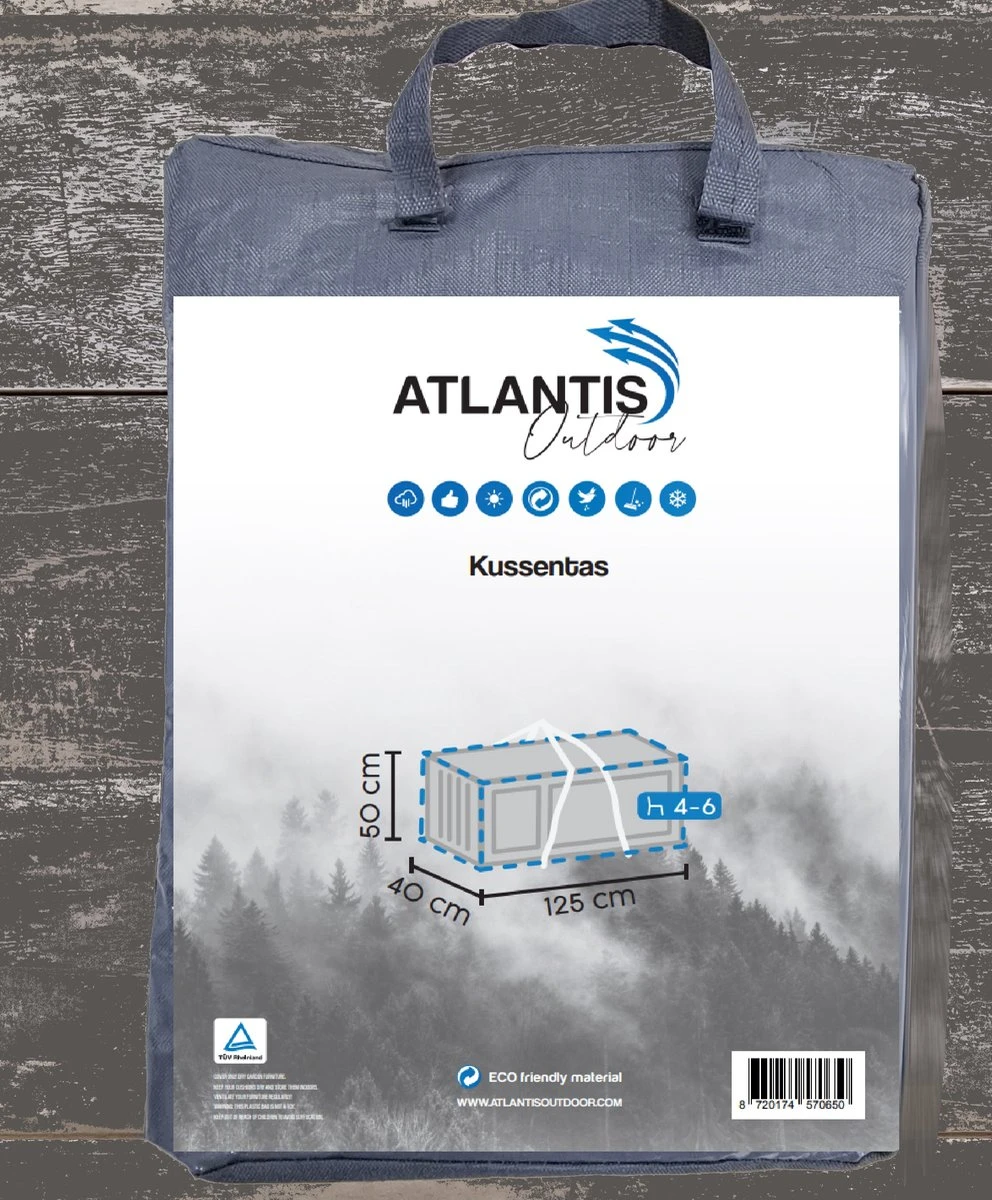 Opbergtas Voor Tuinmeubelkussens - 125 X 40 X 50 Cm (4 – 6 Lounge- Tuinkussens) - Grijs / Antraciet 7 Opbergtas Voor Tuinmeubelkussens - 125 X 40 X 50 Cm (4 – 6 Lounge- Tuinkussens) - Grijs / Antraciet - Afbeelding 7